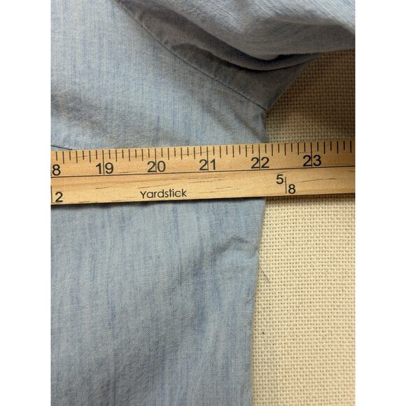 Chicos Women's Tunic Sz 2 L/12 Light Blue 3/4 Sleeves Embroidered Hem Feminine - Picture 13 of 15